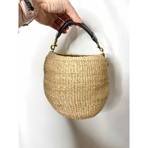 Clare V. Pot De Miel Bucket Bag One Size Beige with Black Handle - Picture 3 of 8